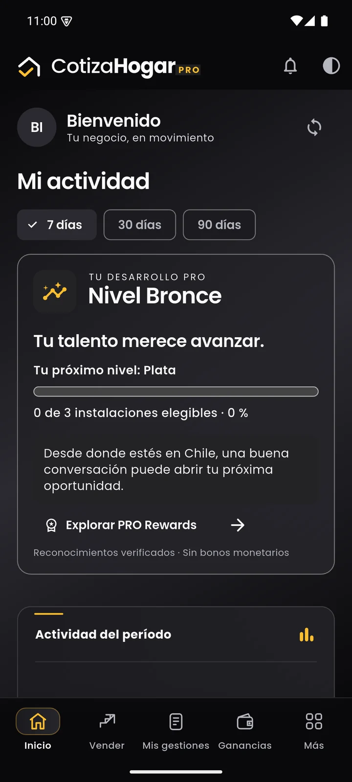 Pantalla de inicio de ComparaUno PRO con indicadores y accesos a las gestiones