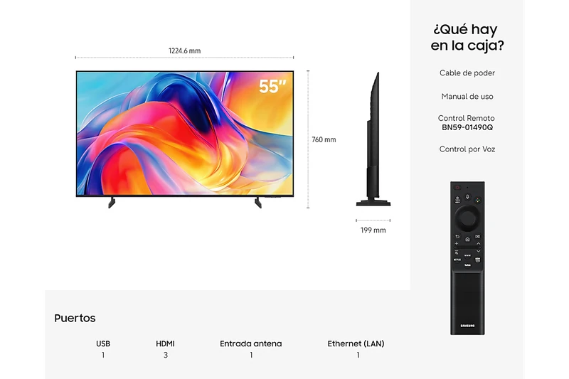 Samsung M75H 4K de 55 pulgadas, perspectiva derecha