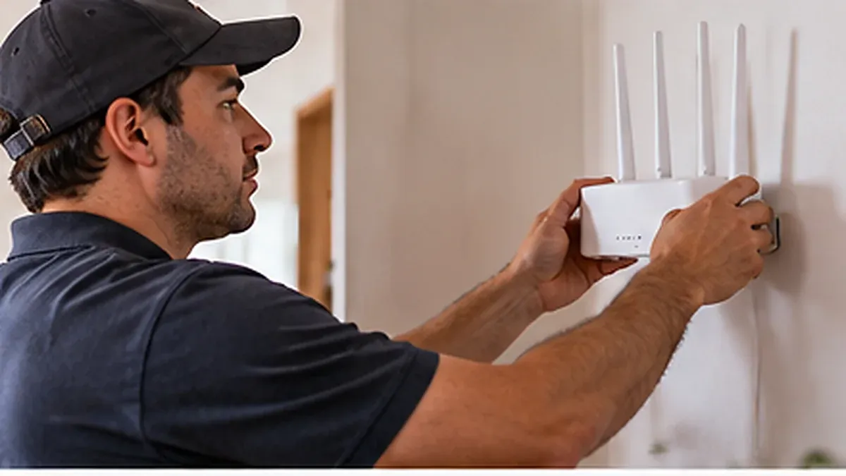 Escena ilustrativa de instalación de equipos de Internet