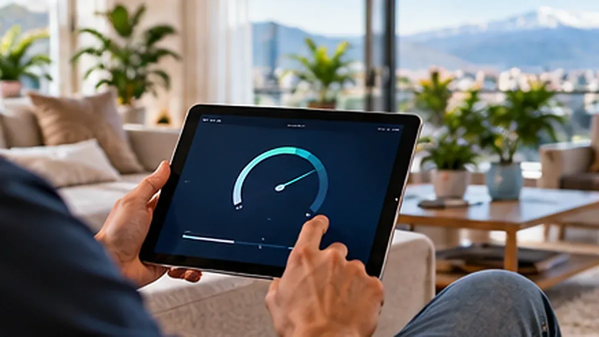Persona realizando una prueba de velocidad en una tablet