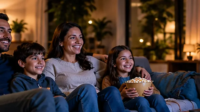 Escena ilustrativa de una familia compartiendo televisión